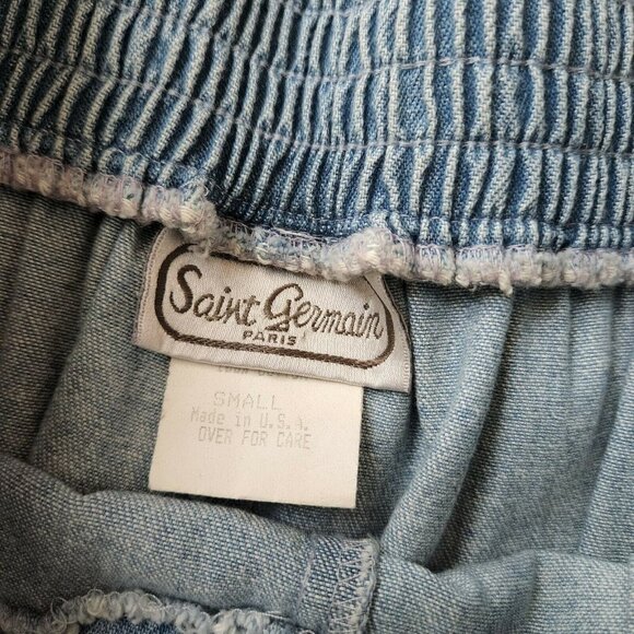 Vintage saint germain paris sz Small pants Womens Jeans Leather Patch Trousers‎ - Picture 3 of 11